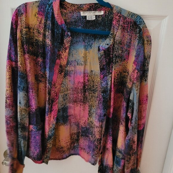 Vintage Abstract Colourful Silk Blouse - Picture 3 of 10
